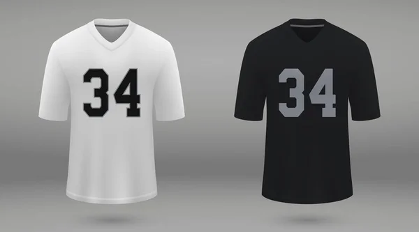 Camiseta Fútbol Americano Realista Oakland Raiders Plantilla Camisa Para Kit — Archivo Imágenes Vectoriales