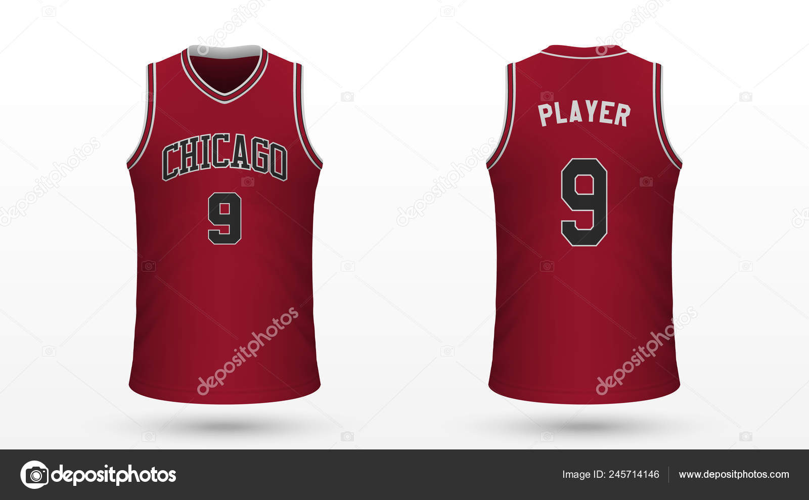 Realistisk Sport Skjorte Chicago Bulls Jersey Skabelon Til Basketball Kit Stock-vektor af