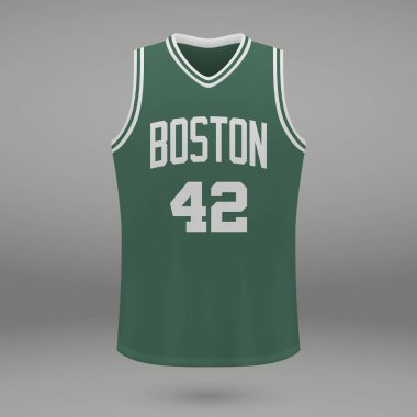 Gerçekçi spor gömlek Boston Celtics, jersey şablon basketbol takımı için. Vektör çizim