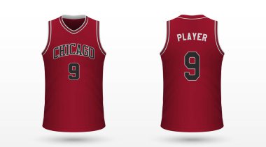 Gerçekçi spor gömlek Chicago Bulls, jersey şablon basketbol takımı için. Vektör çizim