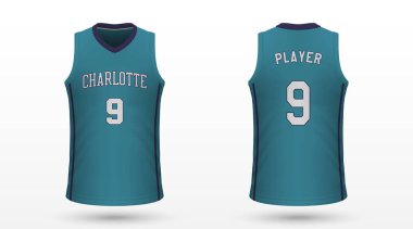 Gerçekçi spor gömlek Charlotte Hornets, jersey şablon basketbol takımı için. Vektör çizim
