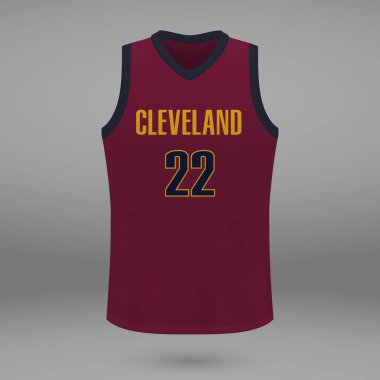 Gerçekçi spor gömlek Cleveland Cavaliers, jersey şablon basketbol takımı için. Vektör çizim