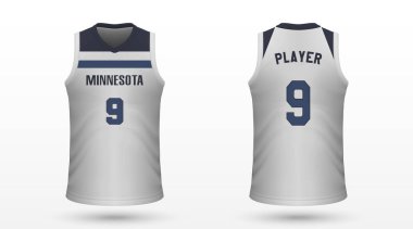 Gerçekçi spor gömlek Minnesota Timberwolves, jersey şablon basketbol takımı için. Vektör çizim