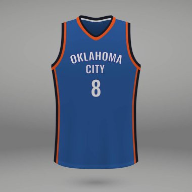 Gerçekçi spor gömlek Oklahoma City Thunder, jersey şablon basketbol takımı için. Vektör çizim