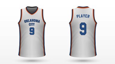 Gerçekçi spor gömlek Oklahoma City Thunder, jersey şablon basketbol takımı için. Vektör çizim