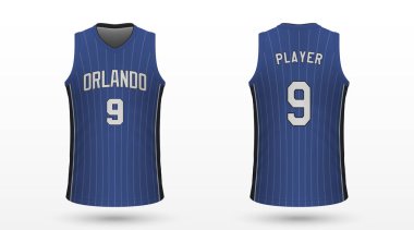 Gerçekçi spor gömlek Orlando Magic, jersey şablon basketbol takımı için. Vektör çizim