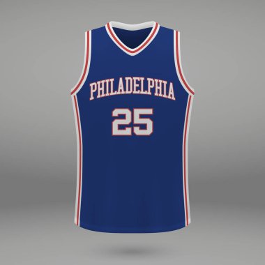 Gerçekçi spor gömlek Philadelphia 76ers, jersey şablon basketbol takımı için. Vektör çizim