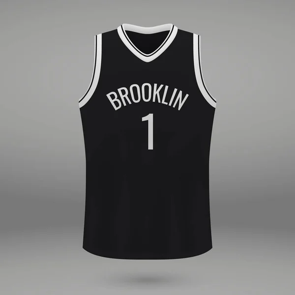 Gerçekçi Spor Gömlek Brooklyn Ağlar Jersey Şablon Basketbol Takımı Için — Stok Vektör