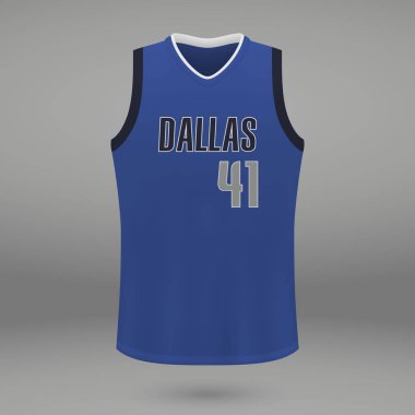 Gerçekçi spor gömlek Dallas Mavericks, jersey şablon basketbol takımı için. Vektör çizim