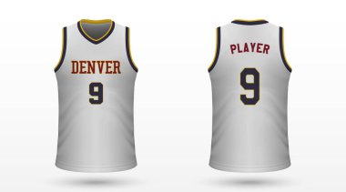 Gerçekçi spor gömlek Denver Nuggets, jersey şablon basketbol takımı için. Vektör çizim