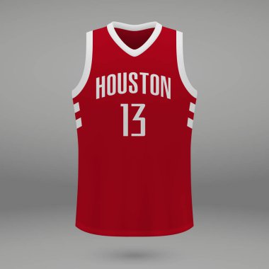 Gerçekçi spor gömlek Houston Rockets, jersey şablon basketbol takımı için. Vektör çizim