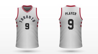 Gerçekçi spor gömlek Toronto Raptors, jersey şablon basketbol takımı için. Vektör çizim