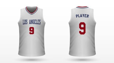 Gerçekçi spor gömlek Los Angeles Clippers, jersey şablon basketbol takımı için. Vektör çizim