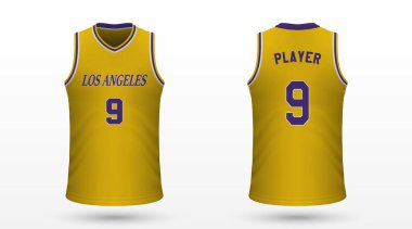 Gerçekçi spor gömlek Los Angeles Lakers, jersey şablon basketbol takımı için. Vektör çizim