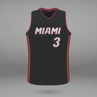 Gerçekçi spor gömlek Miami Heat, jersey şablon basketbol takımı için. Vektör çizim