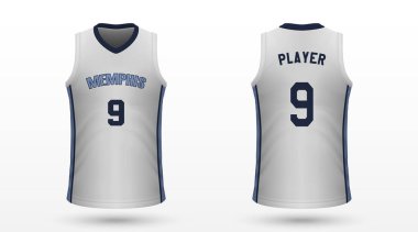 Gerçekçi spor gömlek Memphis Grizzlies, jersey şablon basketbol takımı için. Vektör çizim