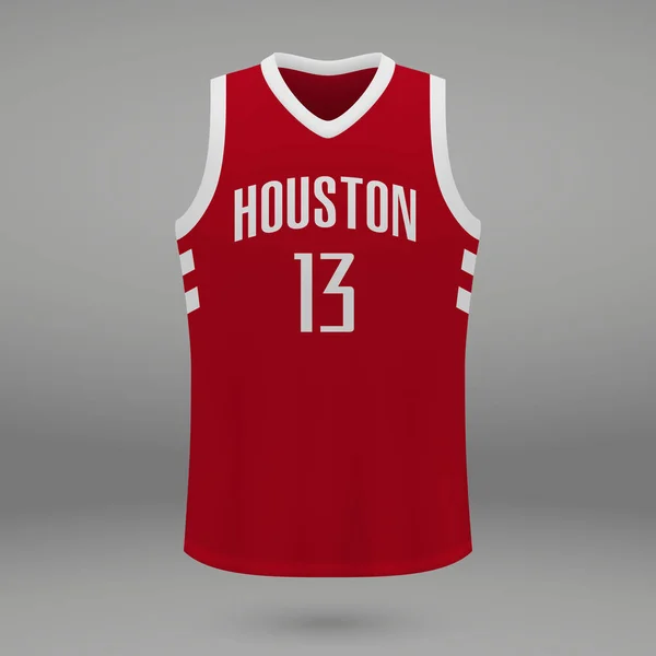 Realistic Sport Shirt Houston Rockets Jersey Template Basketball Kit Vector — Stock Vector