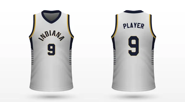 Camisa Deportiva Realista Indiana Pacers Plantilla Jersey Para Kit Baloncesto — Archivo Imágenes Vectoriales