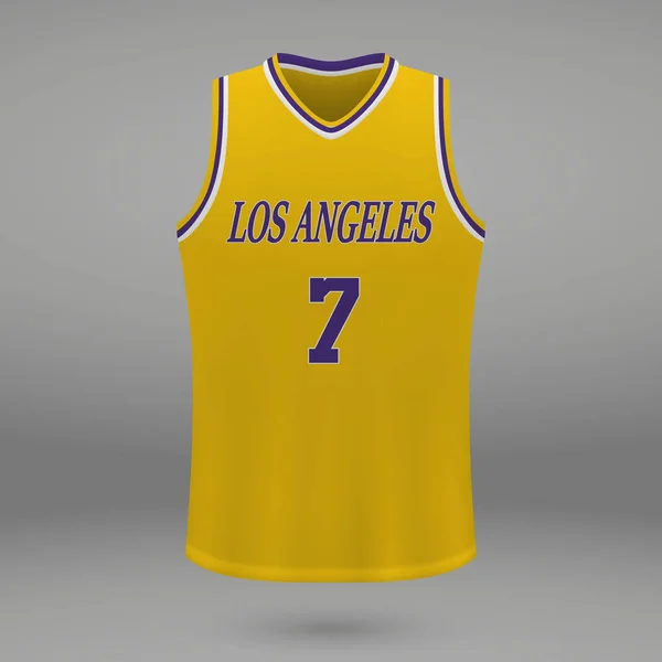 Camisa Deportiva Realista Los Angeles Lakers Plantilla Jersey Para Kit — Archivo Imágenes Vectoriales