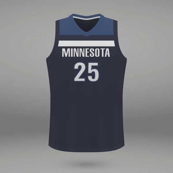 Gerçekçi Spor Gömlek Minnesota Timberwolves Jersey Şablon Basketbol Takımı Için — Stok Vektör