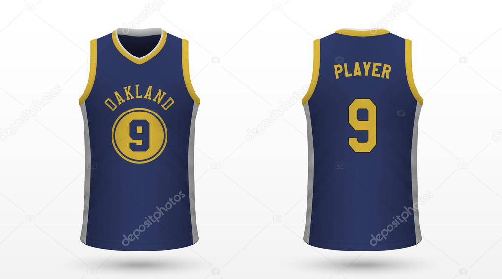 Realistic sport shirt Golden State Warriors, jersey template for basketball kit. Vector illustration