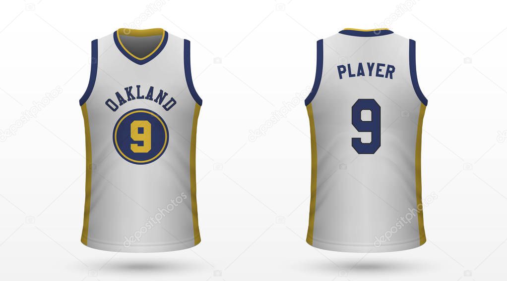 Realistic sport shirt Golden State Warriors, jersey template for basketball kit. Vector illustration