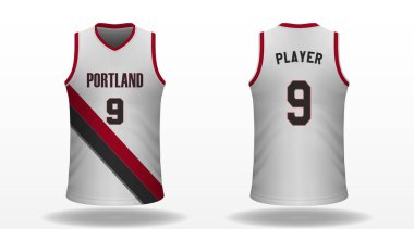 Gerçekçi spor gömlek Portland Trail Blazers, jersey şablon basketbol takımı için. Vektör çizim