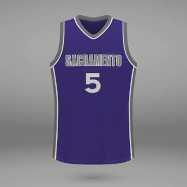 Gerçekçi spor gömlek Sacramento Kings, jersey şablon basketbol takımı için. Vektör çizim