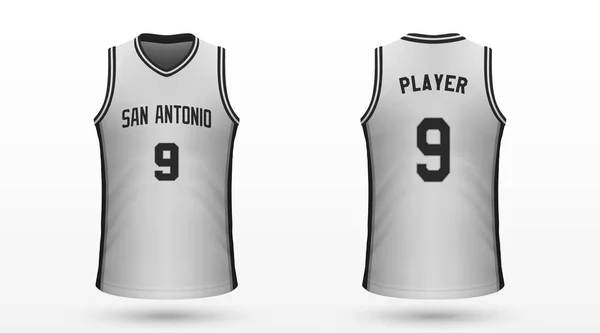 Camisa Deportiva Realista San Antonio Spurs Plantilla Jersey Para Kit — Vector de stock