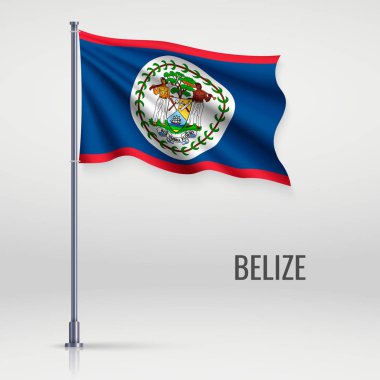 Bayrak direği Belize bayrağı sallayarak. Bağımsızlık günü afiş tasarımı için şablon