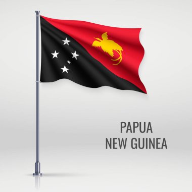 Bayrak direğinde Papua Yeni Gine bayrağı sallıyor. Bağımsızlık Günü poster tasarımı için şablon