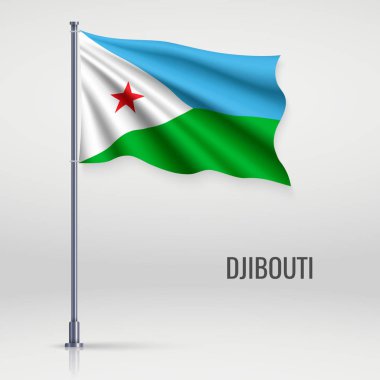 Bayrak direğinde Cibuti bayrağı sallıyor. Bağımsızlık Günü poster tasarımı için şablon