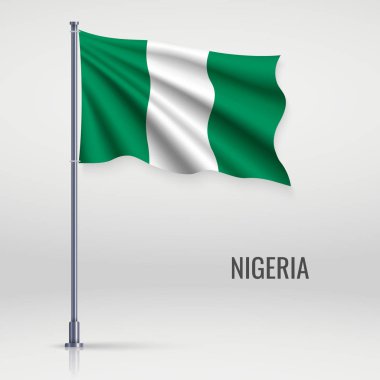 Bayrak direğinde Nijerya bayrağı sallıyor. Bağımsızlık Günü poster tasarımı için şablon