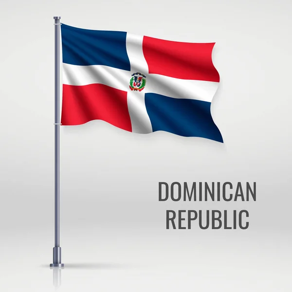 Ondeando Bandera República Dominicana Asta Bandera Plantilla Para Diseño Póster — Archivo Imágenes Vectoriales