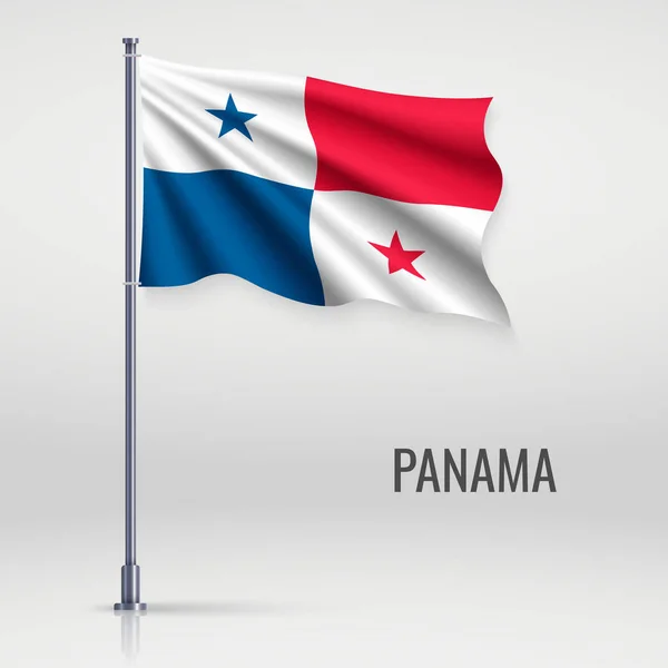 Wapperende Vlag Van Panama Vlaggenmast Sjabloon Voor Onafhankelijkheidsdag Posterontwerp — Stockvector