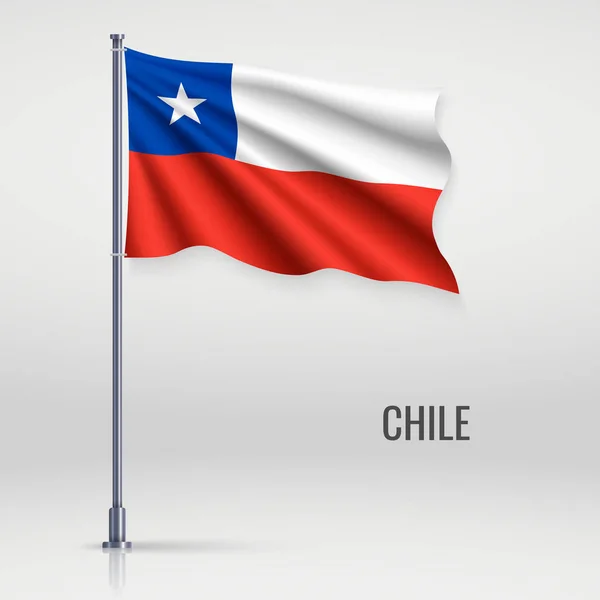 Bandera Chile Ondeando Asta Bandera Plantilla Para Diseño Póster Día — Archivo Imágenes Vectoriales