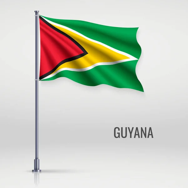 Розмахуючи Прапором Гаяни Флагштока Шаблон День Незалежності Дизайн Плаката — стоковий вектор