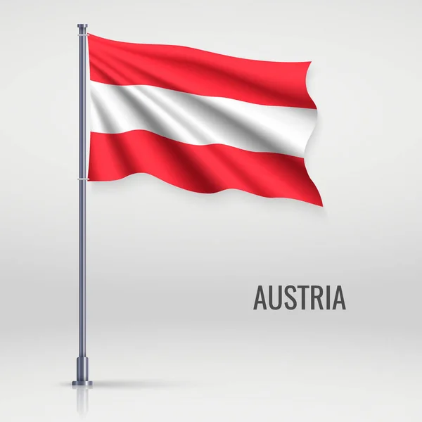 Waving Flag Austria Flagpole Template Independence Day Poster Design — Stock Vector