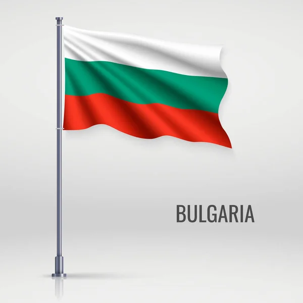 Ondeando Bandera Bulgaria Asta Bandera Plantilla Para Diseño Póster Día — Archivo Imágenes Vectoriales