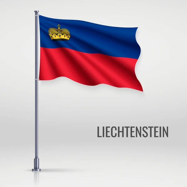 Waving Flag Liechtenstein Flagpole Template Independence Day Poster Design — Stock Vector