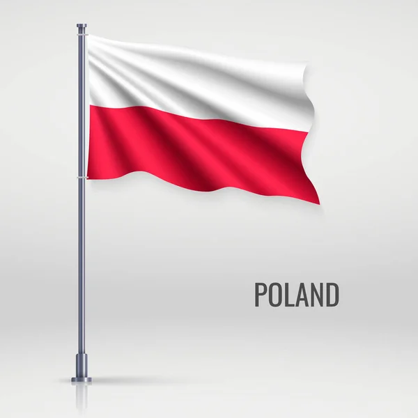 Waving Flag Poland Flagpole Template Independence Day Poster Design — Stock Vector