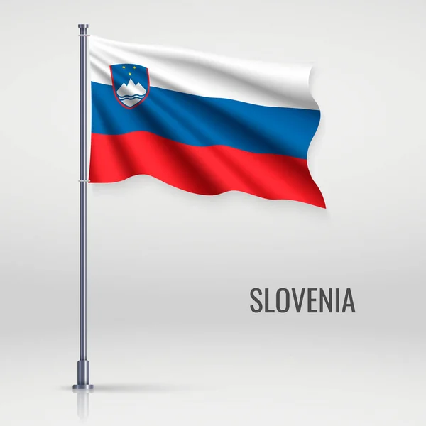 Прапор Словенії Флагштоку Дизайн Постеру Нагоди Здобуття Незалежності — стоковий вектор