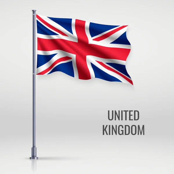 Размахивание Флагом Великобритании Флагштоке Шаблон Плаката Дню Независимости — стоковый вектор
