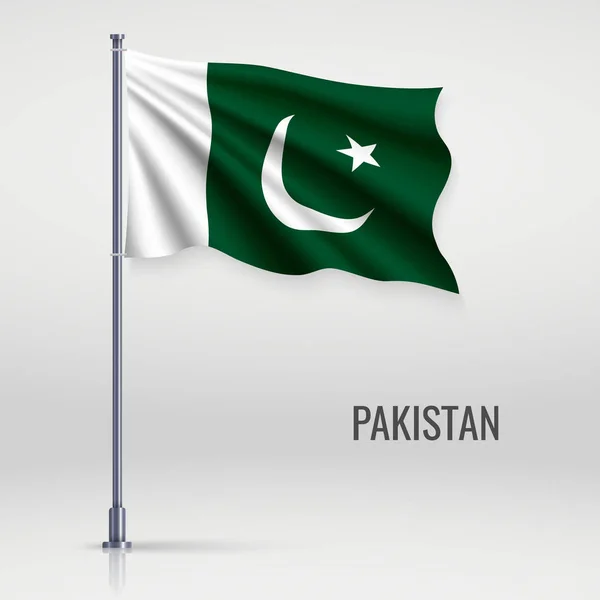 Ondeando Bandera Pakistán Asta Bandera Plantilla Para Diseño Póster Día — Archivo Imágenes Vectoriales