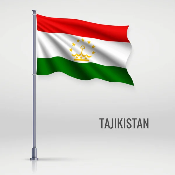 Fahnenschwenken Von Tadschikistan Fahnenmasten Vorlage Für Plakatgestaltung Zum Unabhängigkeitstag — Stockvektor
