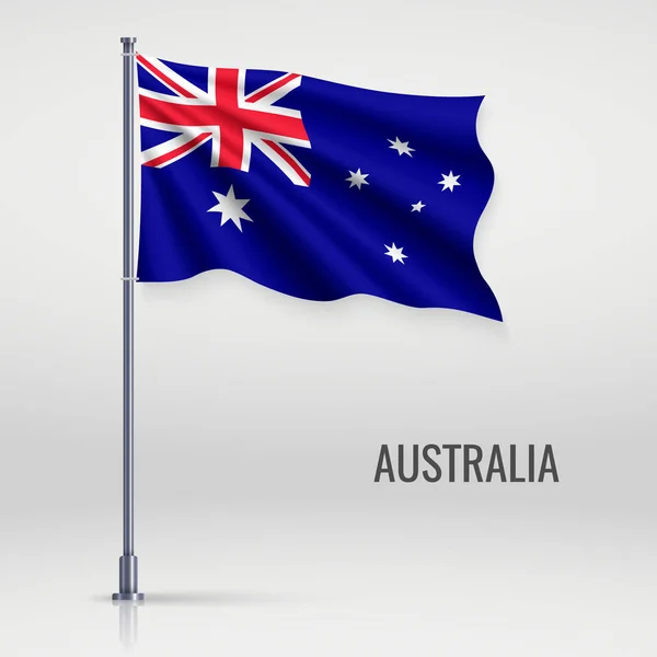 Drapeau Australie Sur Mât Drapeau Modèle Pour Conception Affiche Journée — Image vectorielle