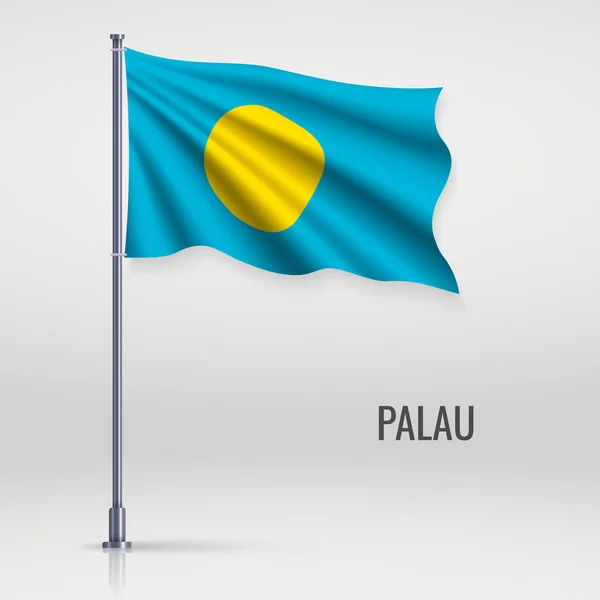 Fahnenschwenken Von Palau Auf Fahnenmast Vorlage Für Plakatgestaltung Zum Unabhängigkeitstag — Stockvektor