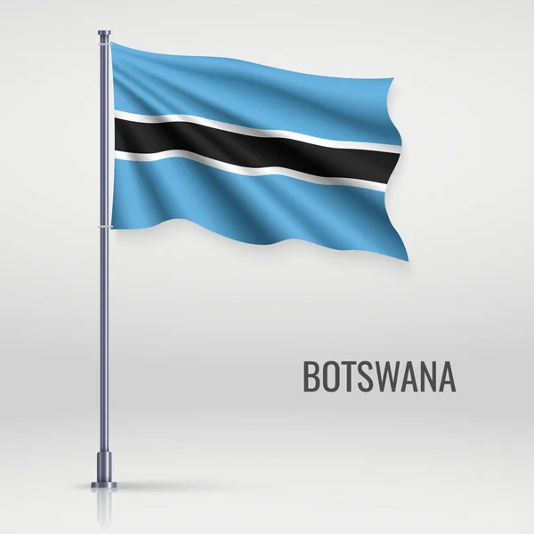 Waving Flag Botswana Flagpole Template Independence Day Poster Design — Stock Vector