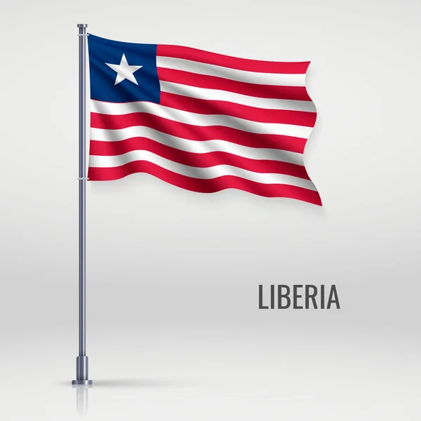 Ondeando Bandera Liberia Asta Bandera Plantilla Para Diseño Póster Día — Archivo Imágenes Vectoriales