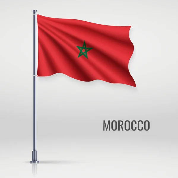 Waving Flag Morocco Flagpole Template Independence Day Poster Design — Stock Vector